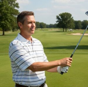 Bobby Jones Men's Polo with Blue and White Stripes